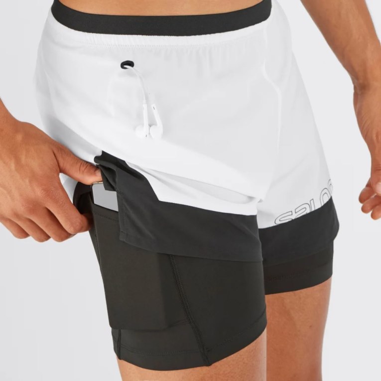 White Salomon Cross 2in1 Men's Shorts | PH 39265P